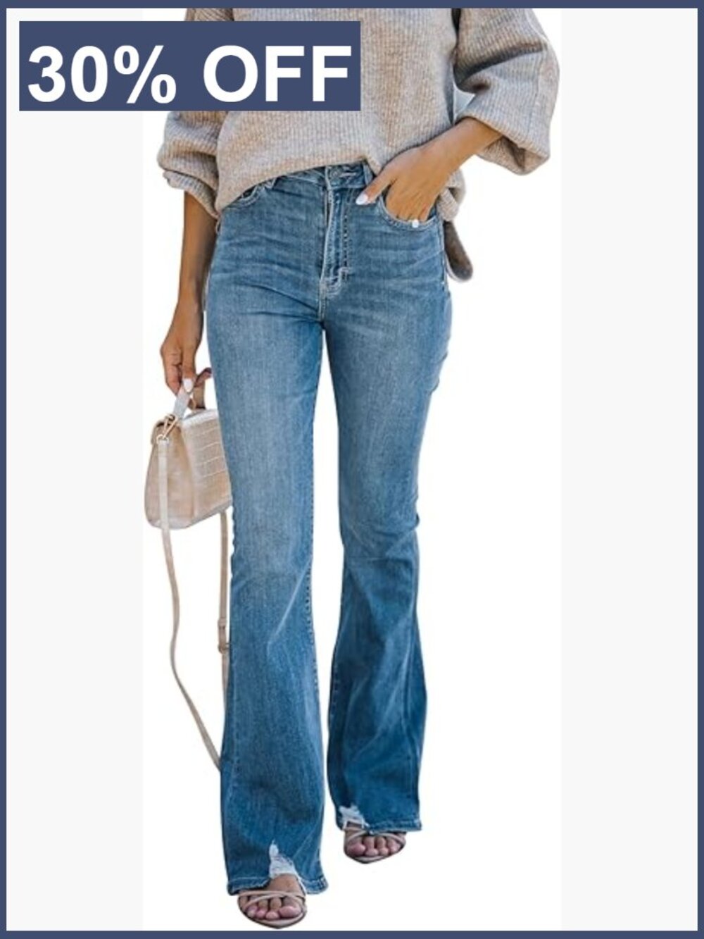 High Waisted Flare Bell Bottom Jeans Stretchy Wide Leg Bootcut Denim Pants